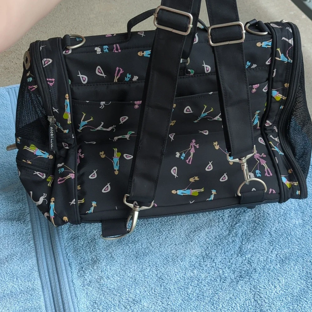 Nicole Miller Pet Carrier Convertible Shoulder Backpack Black Small Dog Cat
